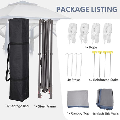 GDY 11x11 Pop Up Canopy Tent, Outdoor Canopy with Netting, Outdoor Gazebo for Backyard, Tent with Handbag, Blue.