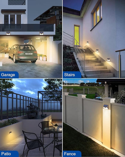 Peasur Solar Lights Outdoor Motion Sensor Waterproof, 6Pack 140LED Brown Solar Powered Fence Light, 3 Modes Security Wall Lights for Garden Yard Outside(Warm White)