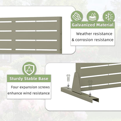Casaphoria Metal Privacy Screen Outdoor, 72" H x 35" W Freestanding Decorative Privacy Screen for Patio Deck Balcony Garden with Stable Base, Green-Louvered