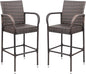 Homall Patio Bar Stools Wicker Barstools Indoor Outdoor Bar Stool Patio Furniture with Footrest and Armrest for Garden Pool Lawn Backyard Set of 2 (Brown)