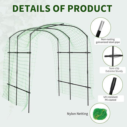 DoCred Tall Garden Arch Trellis for Climbing Plants, 87in Tall Metal Plant Support Trellis Archway for Climbing Vine Vegetable/Fruit/Flower Outdoor Yard Lawn Garden Arch Tunnel Trellis