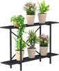 Zhongma 2 Tier Metal Sturdy Heavy Plant Stand, Narrow Plant Stand Indoor and Outdoor, L45.67 x W10.3 x H27.5 inch, 440 LBS Capacity & Heavy Duty Construction. …