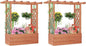 Giantex Set of 2 Raised Garden Bed with 2-Sided Trellis & Hanging Roof, Fir Wood Planter Box w/Drainage Holes, Freestanding Garden Planter for Flowers Herbs Climbing Vines (43"x15"x45")