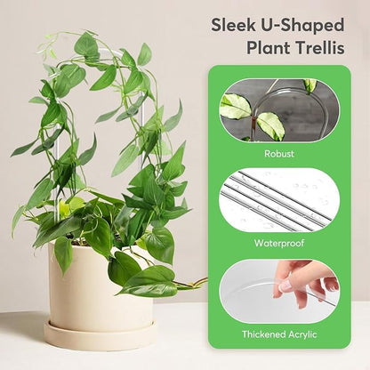 2 Pack Thickened U-Shaped Acrylic Trellis for Indoor & Outdoor Plants, Perfect for Potted Houseplants