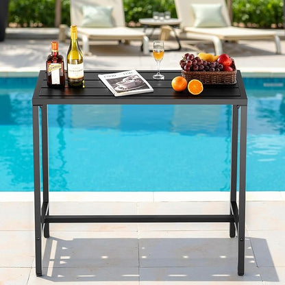 VEVOR Outdoor Bar Table, 39.4 x 15 in Patio Bar Table, Waterproof Top & Sturdy Metal Frame, Rectangle Counter Height Dining Tables, Outdoor Furniture for Balcony, Yard, Hot Tub, Poolside, Indoor