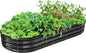 Oval Galvanized Planter Box, Metal Raised Garden Bed - 0.8MM Thick- Ideal for Outdoor Gardening and Planting of Vegetables Flowers Fruits Succulent Plants and Others (Black, 6X3X1 FT)