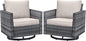 Belord Wicker Chairs Outdoor Bistro Set Oversize Patio Swivel Rocker, Rattan Outdoor Seating Set of 2 Swivel Glider Chairs Wicker Furniture for Porch Deck Backyard with Water-Resistant