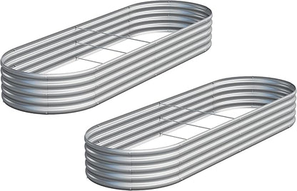 2PCS 8x2x1ft Galvanized Metal Raised Garden Bed Kit,Outdoor Planter Box Vegetables,Flowers,Herbs Durable Rust-Resistant Patio Gardening Beds