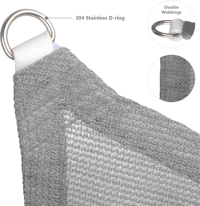 Eden's Decor Straight Flat-Edged Sun Shade Sail Rectangular 4' x 18' Grey UV-Blocking Outdoor Canopy Fabric Cloth Awning for Pergola Patio Garden Backyard Custom Size