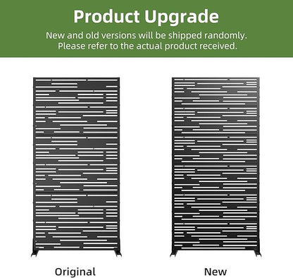 Casaphoria Metal Privacy Screen Outdoor, 72" H x 35" W Freestanding Decorative Privacy Screen for Patio Deck Balcony Garden with Stable Base, Black-Shine