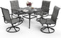 Pamapic 5-Piece Outdoor Dining Set, Patio Dining Set for 4, Outdoor Table and Chairs, All-Weather Outdoor Patio Set with Textilene Swivel Chairs for Garden, Poolside, Deck，Gray