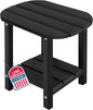 LZRS Outdoor Side Table - 2-Tier Adirondack HDPE Patio End Table for Pool, Porch,Balcony & Backyard,Weather Resistance for Indoor and Outdoor use(Black)