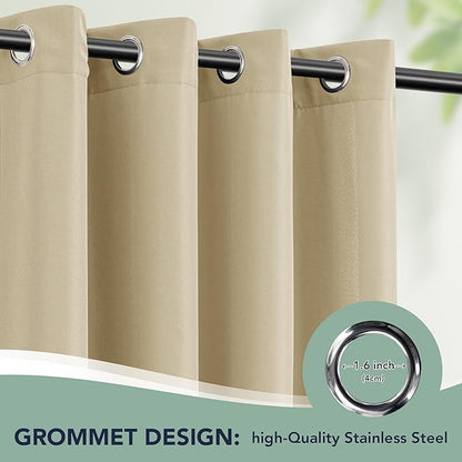 Outdoor Curtains for Patio Waterproof - 6 Panels Privacy Weatherproof Outside Curtains with Grommets for Pergola, Gazebo, Porch, Cabana, Balcony, 54 x 84 Inch, Cream