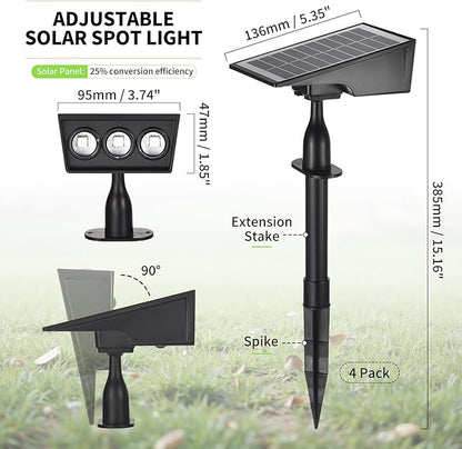 Solar Spot Lights Outdoor, RGB Solar Landscape Spotlights IP65 Waterproof Adjustable Light House Lights Colorful Spot Light for Yard Garden Pathway (4)
