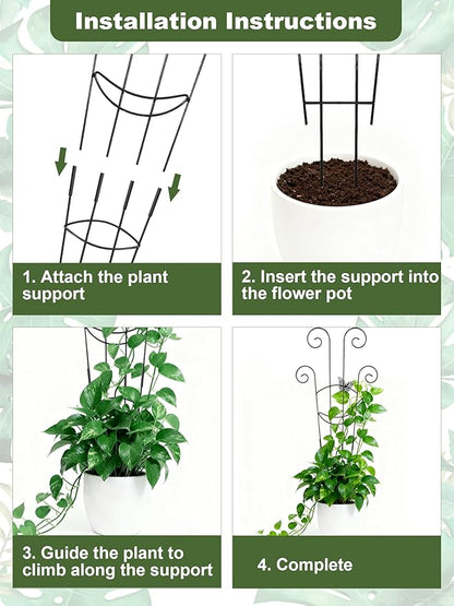 Metal Butterfly Trellis for Climbing Plants Indoor, 4 Pack 30 Inch Taller Garden Trellis for Potted Plants, Monstera Plant Support Stakes for Ivy Pothos Hoya Flower Outdoor (Black)