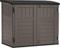 Suncast 34 Cu Ft Horizontal Resin Storage Shed - Outdoor Storage Shed with Floor Included, Lockable, Weatherproof, Fits Small to Medium Trash Cans, Generators, & Garden Tools, Stoney Black
