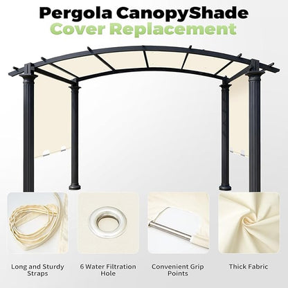 85'' x 208'' Universal Pergola Replacement Cover for Doubleton Steel Pergola L-PG080PST, Waterproof Sunshade Canopy Top for Patio Gazebo, Deck, Porch, Yard, Outdoor Cover Only (Beige)