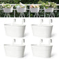Dahey 10.5 Inch Metal Iron Hanging Flower Pots for Railing Fence Hanging Bucket Pots Countryside Style Outdoor Planter Window Flower Plant Holder with Detachable Hooks Home Decor,White,4 Pcs