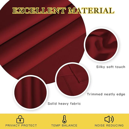 NICETOWN Blackout Window Curtain 90 inch Length - Room Darkening Thermal Insulated Grommet Large Window Treatment Light Blocking for Bedroom/Doorway (Burgundy Red, 1 Panel, W52 x L90)