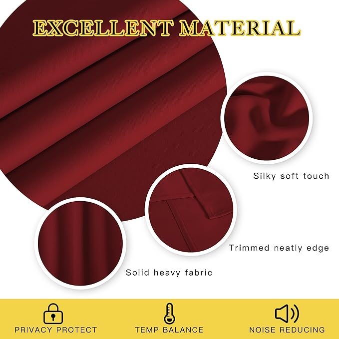 NICETOWN Blackout Drapery Curtain Panel - Thermal Insulated Solid Grommet Blackout Curtain/Panel/Drape for Living Room(Single Panel, 52 by 54-inch, Burgundy Red)