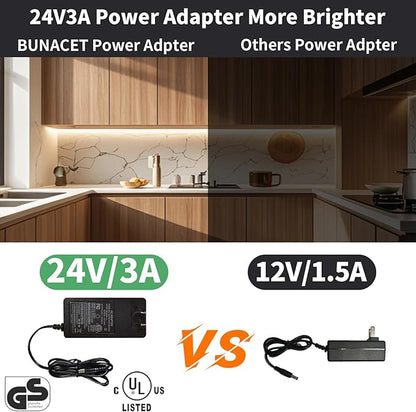 80FT/24m COB LED Strip Light (2 Rolls of 40ft) Warm White Dimmable 3000K High Lumen CRI 90+ with 24V6A Power Adapter RF Remote LED Lights for Bedroom Counter Under Cabinet Kitchen Projects