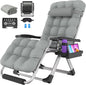 Suteck Oversized Zero Gravity Chair, 29In XL Outdoor Recliner Chair w/Removable Cushion&Headrest, Camping Lounge Chair w/Upgraded Lock&Footrest, Reclining Patio Chairs for Indoor Outdoor,500LBS