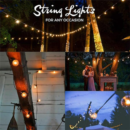 String Lights 100 Ft Outdoor Waterproof with 105 G40 Warm White Bulbs