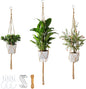 3 Pack Macrame Plant Hanger Indoor, 35 41 47 Inch Handmade Boho Hanging Planter Basket with Screw Hooks S-Hooks and Extension Rope for Indoor Plants Home Decor (POTS NOT Included) (Brown)