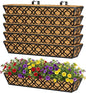 Y&M 6pcs 30 Inch Window Deck with Coco Liner, Fence Metal Hanging Flower Planter Window Basket Deck Railing Planter Boxes for Outdoor Garden Lawn,