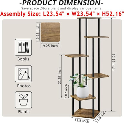AZERPIAN Plant Stand 6 Tier Indoor Metal Flower Shelf for Multiple Plants Corner Tall Flower Holders for Patio Garden Living Room Balcony Bedroom, Black
