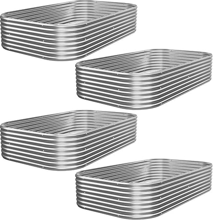 4 PCS 6x3ft Galvanized Raised Garden Bed Outdoor, Metal Garden Bed for Vegetables, Above Ground Garden Box for Flower, Steel Raised Beds for Gardening
