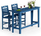Ciokea 3 Pcs Outdoor Bar Height Table Set, 60" Extra Long Rectangle High Top Table and 2 Oversized Adirondack Chairs, Heavy-Duty All-Weather HDPE Patio Bar Set for Backyard Balcony Deck, Navy Blue