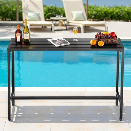 VEVOR Outdoor Bar Table, 55 x 15 in Patio Bar Table, Waterproof Top & Sturdy Metal Frame, Rectangle Counter Height Dining Tables, Outdoor Furniture for Balcony, Yard, Hot Tub, Poolside, Indoor
