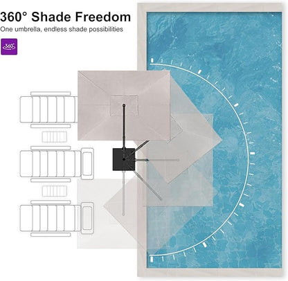 PURPLE LEAF Patio Umbrella 9' X 11.5' Rectangle Cantilever Umbrella Large Aluminum Outdoor Umbrellas with 360-degree Rotation & UPF40+ Premium Fabric for Deck Pool Garden Yard, Sand Dune