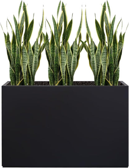 Metal Planter Box Rectangular Block - Modern Outdoor Galvanized Steel Long Box Planters All-Weather Use with Drainage Holes for Patio/Porch, 35.5×24×12IN