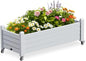 Raised Garden Bed with Wheels, 21 Gallon Self-Watering Outdoor Raised Planter Box with Drainage Plug & Gauge for Vegetables Flowers Herbs, Rustproof Resin for Backyard Patio Porch (Ashen)