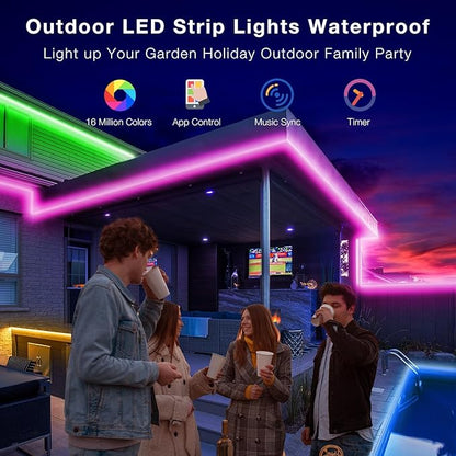 DAYBETTER Waterproof Led Lights for Bedroom, 200ft Led Strip Lights, 960 LEDs Color Changing RGB 24 Keys Remote Controller, 24v for Outdoor Room Home Party Christmas Decoration