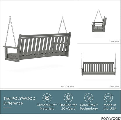POLYWOOD GNS60GY Vineyard 60" Swing, Slate Grey