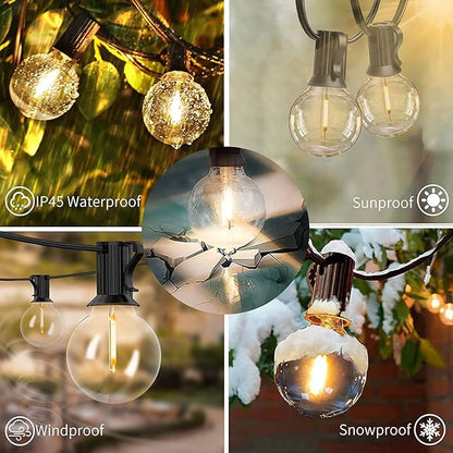 String Lights 150 FT Warm White LED, 75 Shatterproof Bulbs, Waterproof