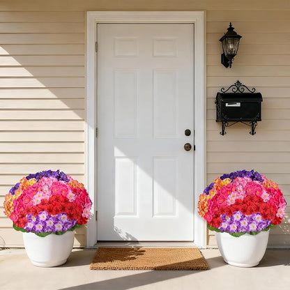Artificial Geraniums Flowers for Outdoors, 6 Bundles Realistic Silk Fake Geranium, No Fade Faux Plants for Hanging Baskets, Window Boxes, Pots - Porch, Patio, Garden Decor(6 Color)