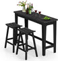 Ciokea 3 Pcs Outdoor Bar Height Table and Stools Set, 60" Extra Long Rectangle High Top Table and 2 Backless Bar Stools, Heavy-Duty All-Weather HDPE Patio Bar Set for Backyard Balcony Deck, Black