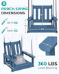 Porch Swing in Blue HDPE, Single Seat with Stainless Steel Hardware
