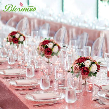 Artificial Flower Ball Centerpieces, Burgundy Silk Roses, 3-in-1 Design
