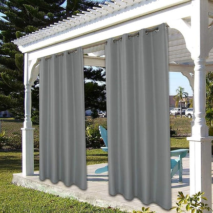 BONZER Outdoor Curtains for Patio Waterproof Thick Privacy Grommet Light Filtering Outside Curtains for Porch Pergola Gazebo Deck, 1 Panel, 54W x 108L inch, Grey
