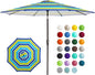 JEAREY 9FT Outdoor Patio Umbrella Outdoor Table Umbrella with Push Button Tilt and Crank, Market Umbrella 8 Sturdy Ribs UV Protection Waterproof for Garden, Deck, Backyard, Pool (Blue-Green Stripe)