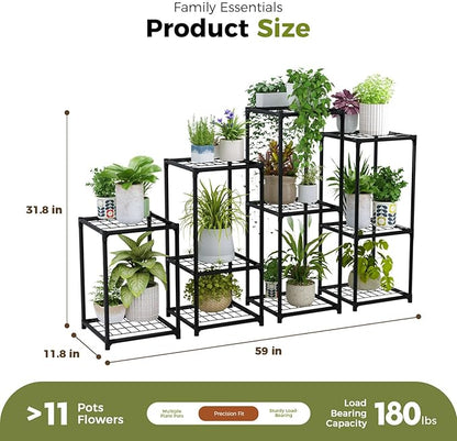 Bamworld Plant Stands Indoor 4 Sets Plant Shelves Outdoor Metal Plant Holder for Multiple Plants Flower Stands Window