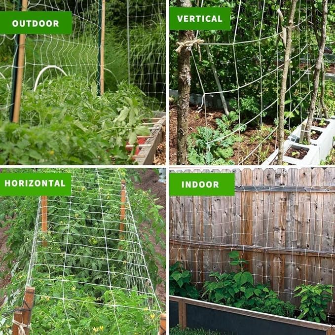 Tcamp Trellis Netting for Climbing Plants, Cucumber Trellis for Garden (5Ft x30Ft, 6" Square Mesh Ployester, 2 Pack)