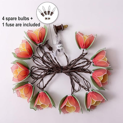 Decorative String Lights Plug in with 10 Incandescent Bulbs, Flower Garland Fairy Lights Connectable Weatherproof Outdoor Indoor for Wedding Garden Pergola Bedroom Porch Floral Home Decor (Multicolor)