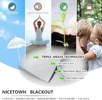 NICETOWN Bedroom Room Darkning Curtain for Patio Privacy, Thermal Insulated Grommet Sunlight Block Outside Divider UV Protection for Porch/Patio/Sliding Glass Door, W84 x L95, 1 Panel, Greyish White
