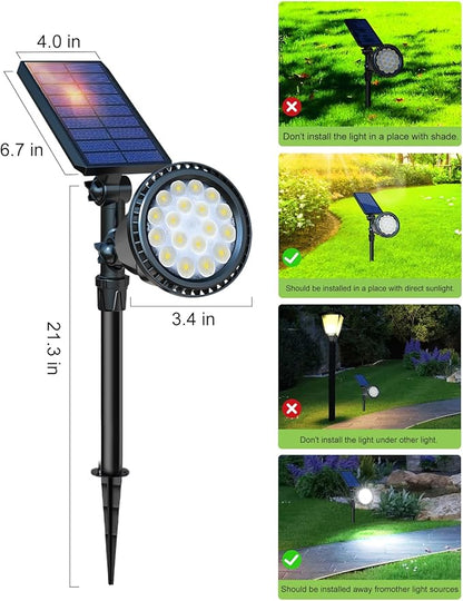 DBF Solar Outdoor Lights, 600LM Solar Spot Lights Outdoor Waterproof with 2 Lighting Modes, Adjustable Head & Solar Panel Landscape Spotlights for Flag Garden Yard Driveway Patio(Cool White, 4 Pack)